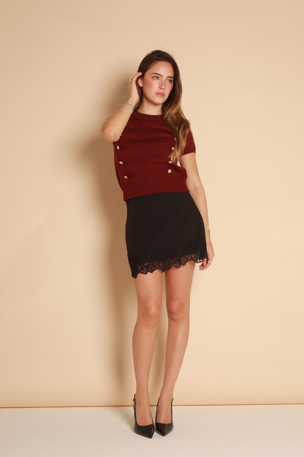 Aurelia Gold Button Knit Top — Napoleon