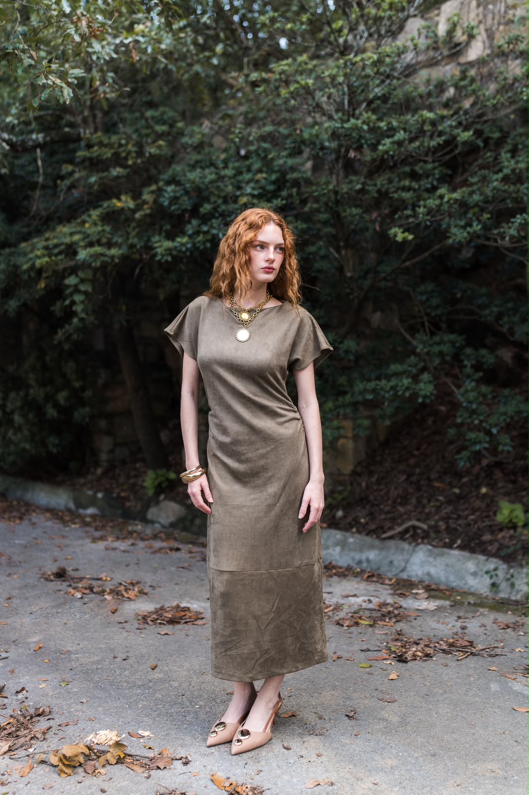 Sienna Draped Midi Dress — Sculpted Silhouette