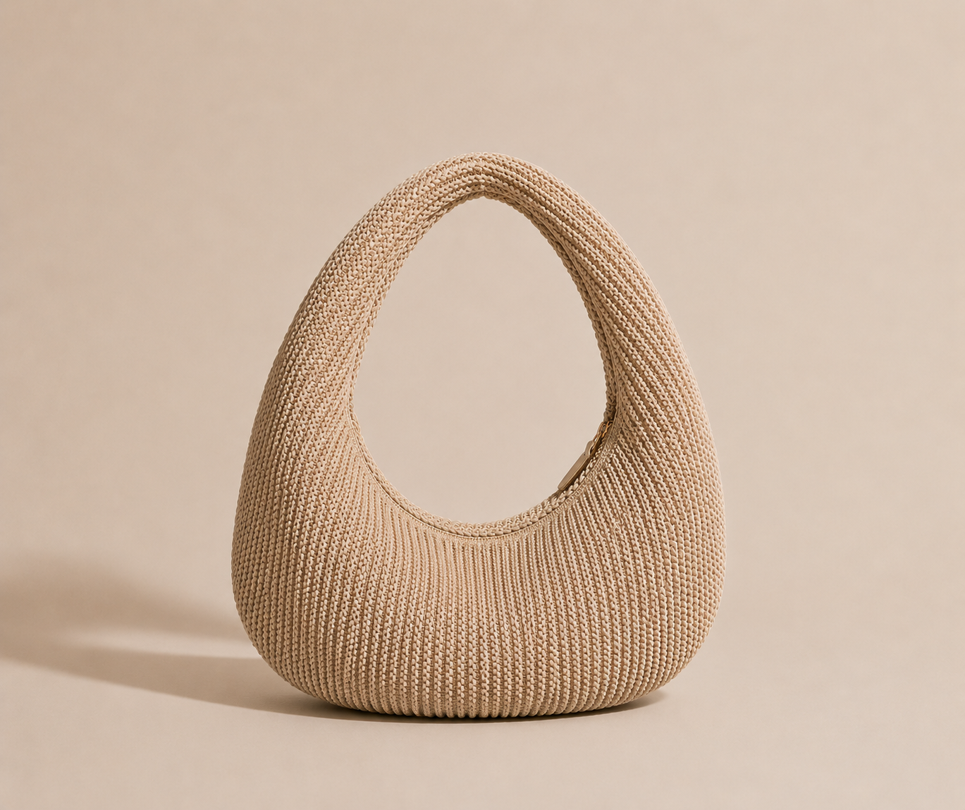 Crochet Hobo Bag in Sand