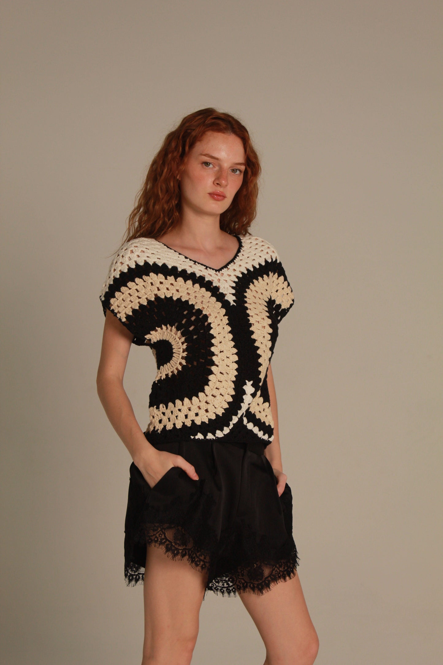 Matisse Crochet Top — Black & Ivory