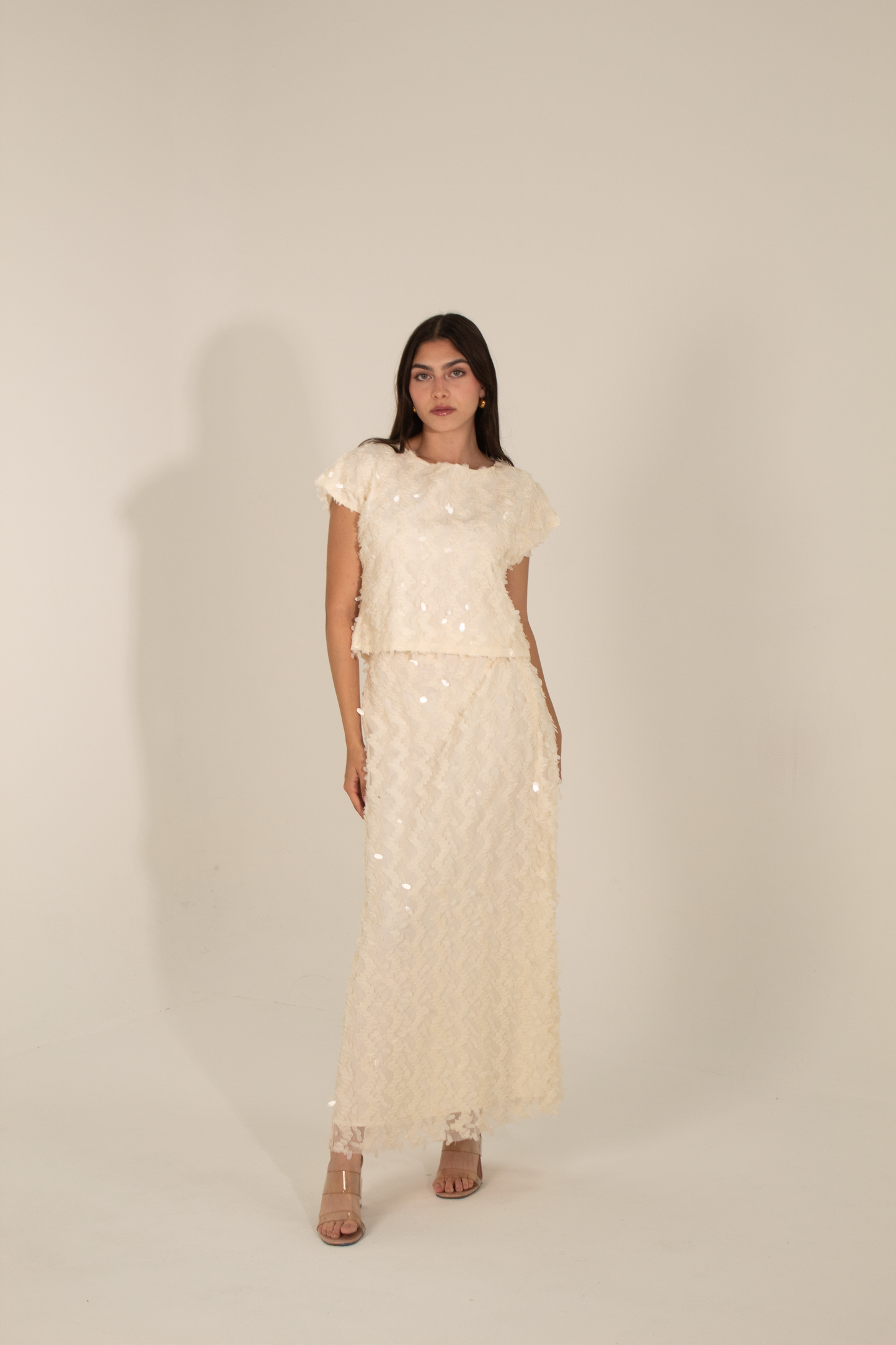 Beige Sequin Skirt