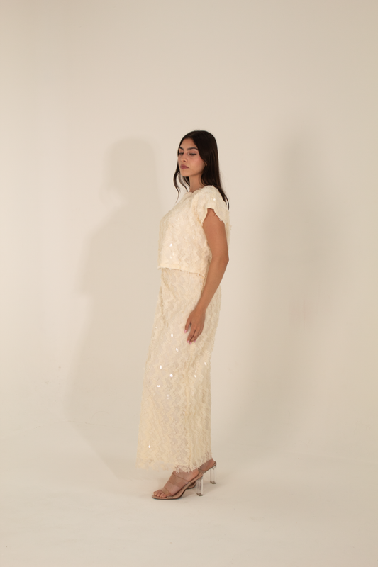 Beige Sequin Skirt
