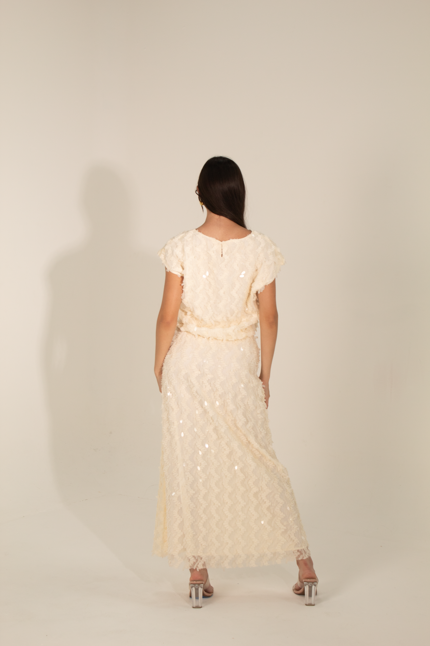 Beige Sequin Skirt