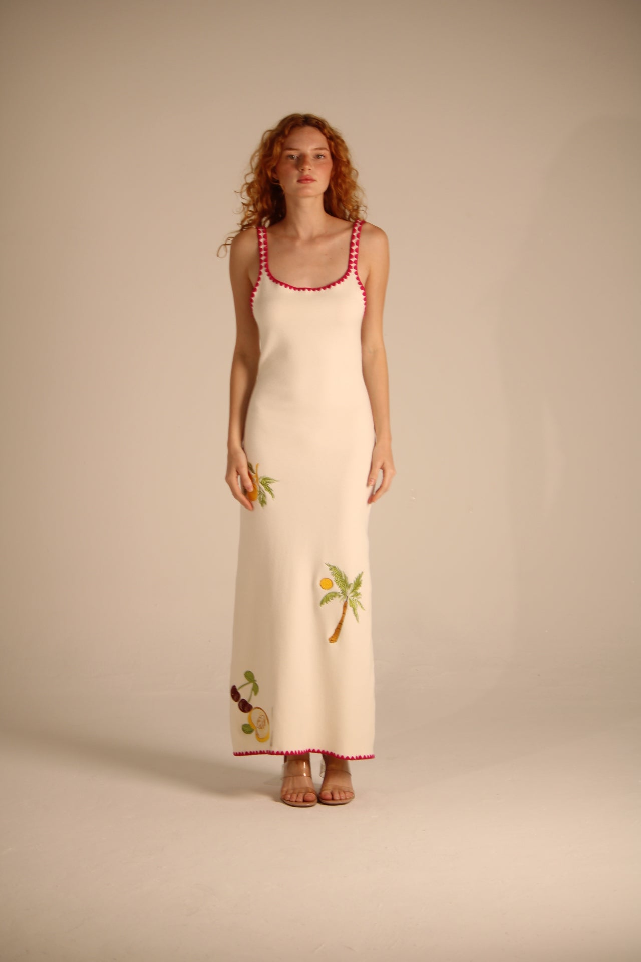 BEIGE KNIT DRESS WITH LEMONS PREORDEN
