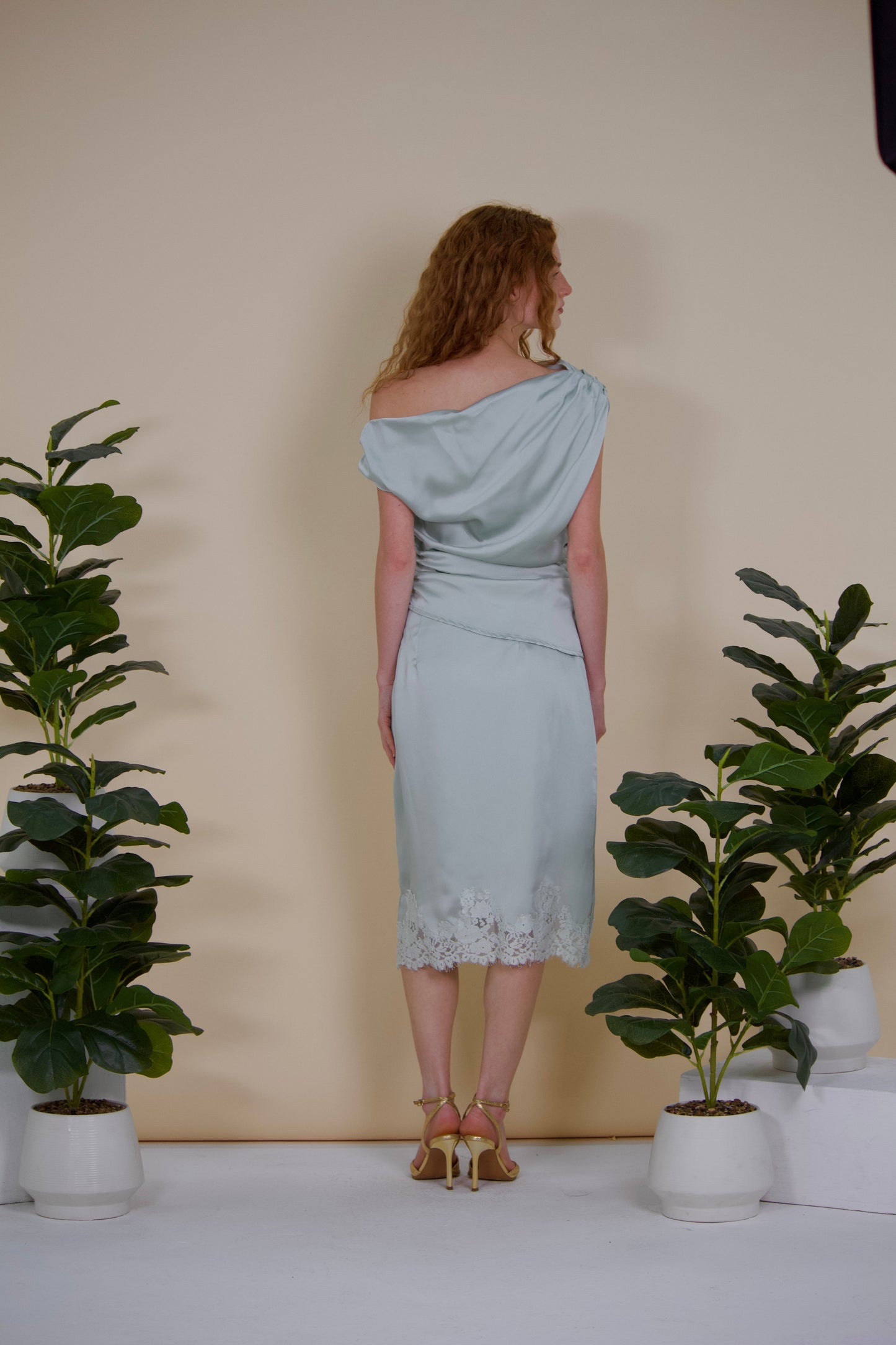 Asymmetric Draped Satin Top
