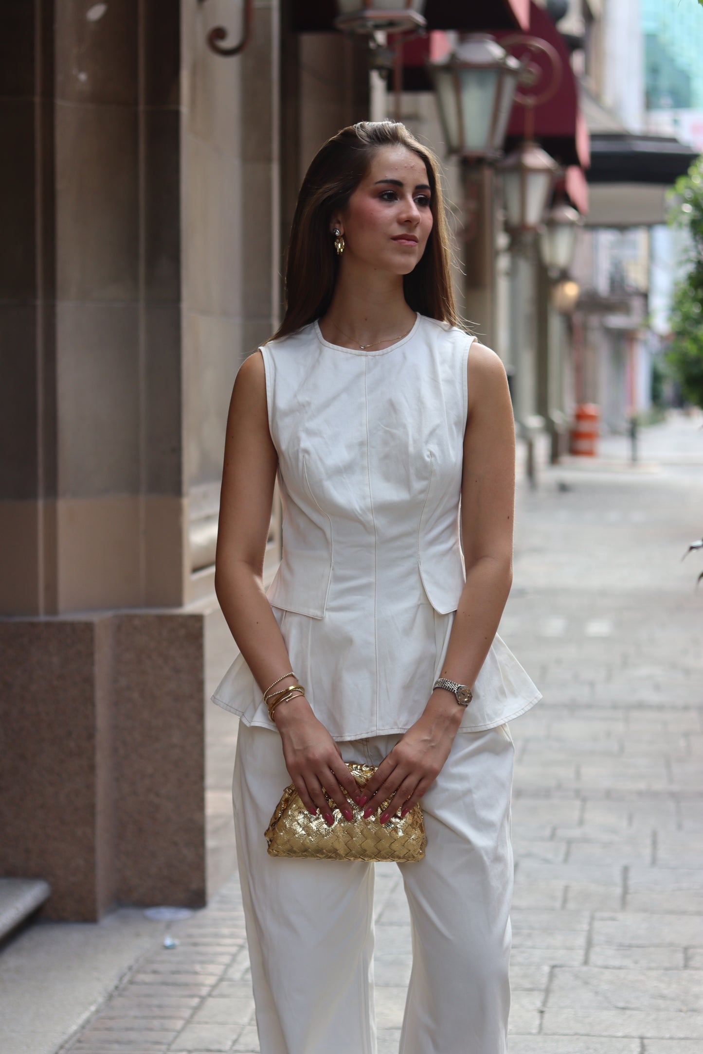 WHITE DENIM BLOUSE