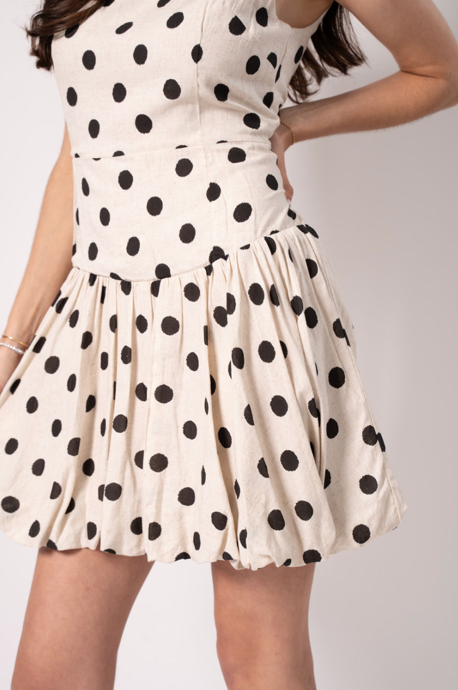 Beige Dress With Polka Dots