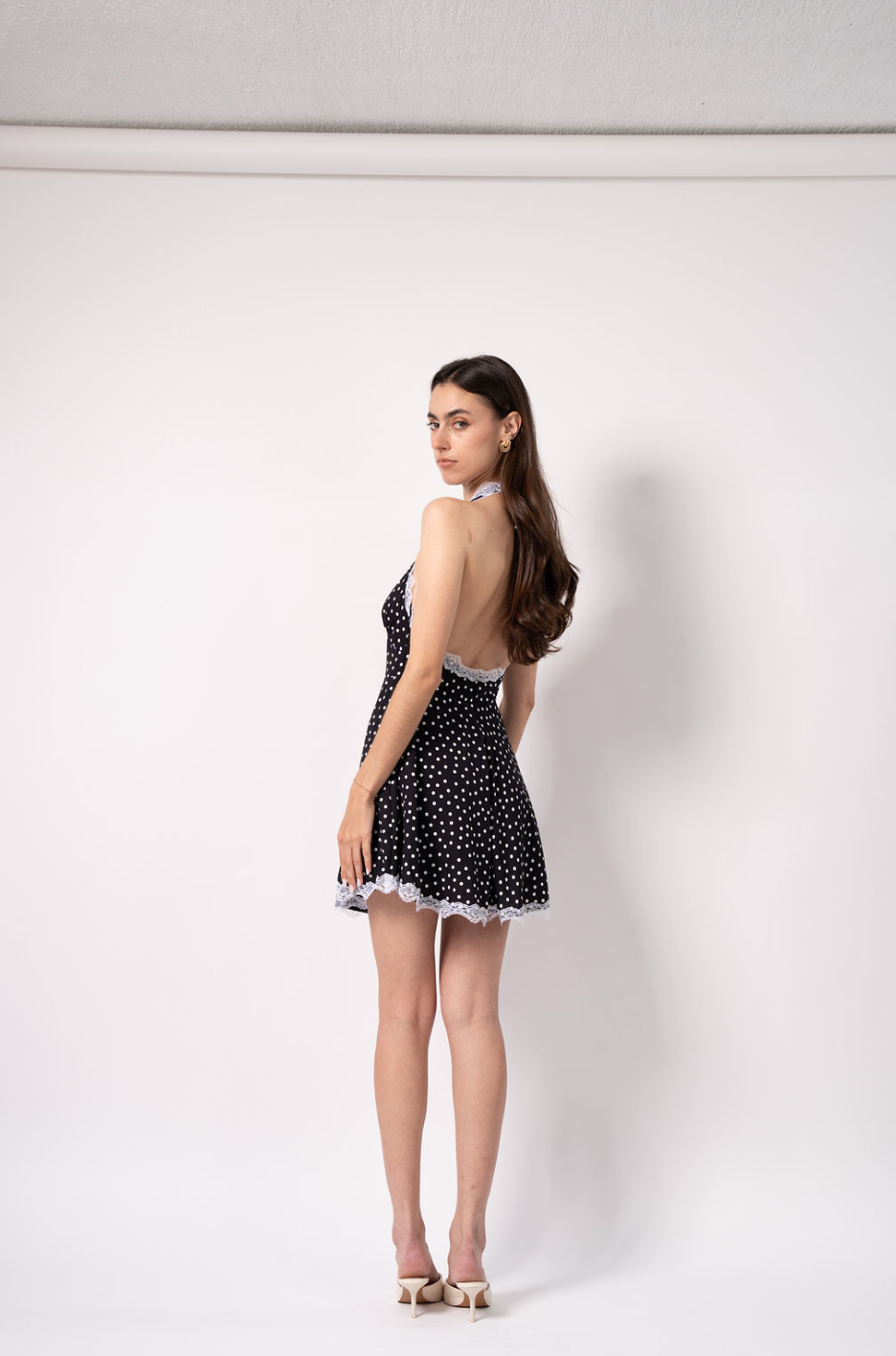 Lace Black Dress With Polka Dots