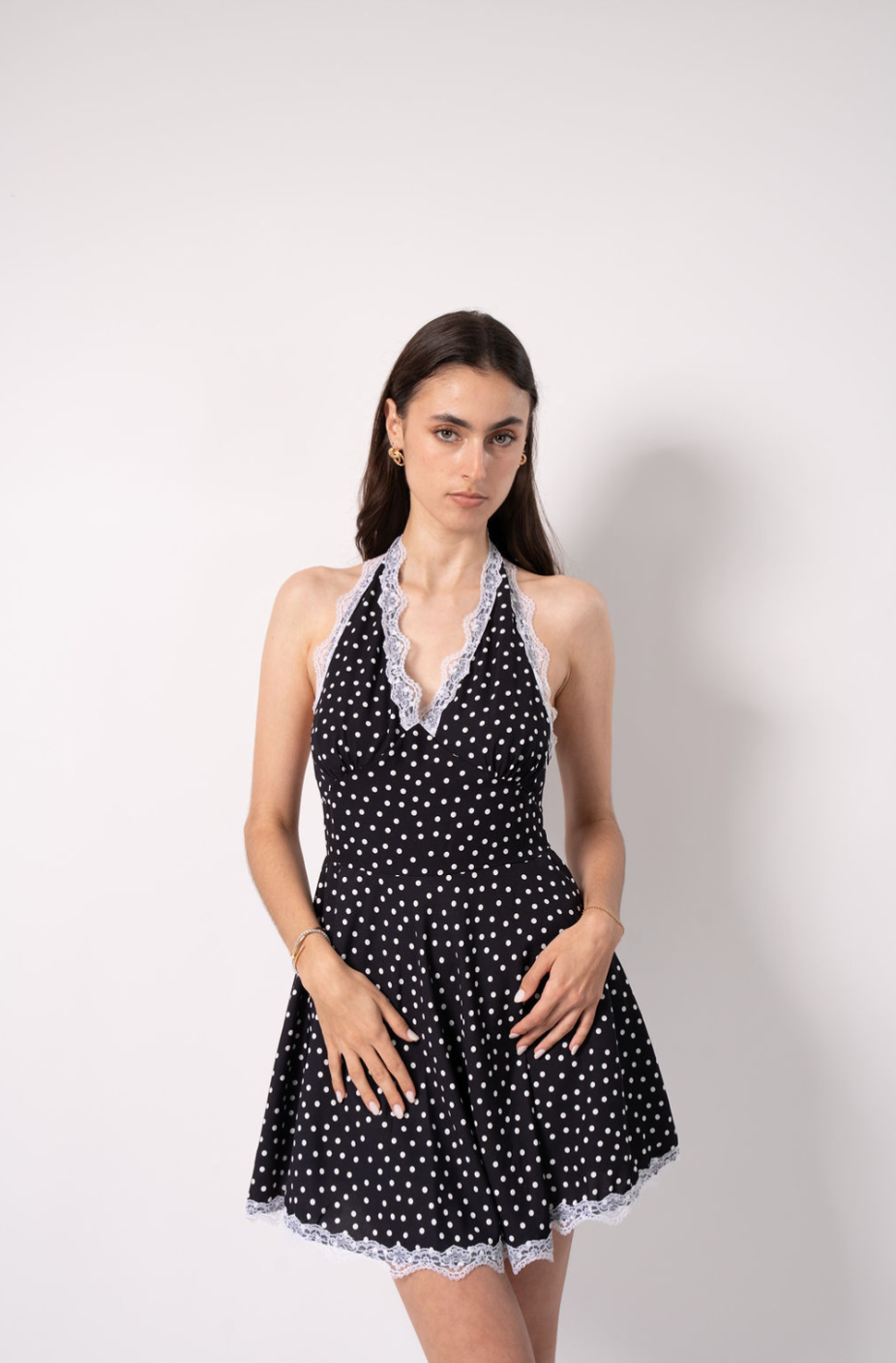 Lace Black Dress With Polka Dots