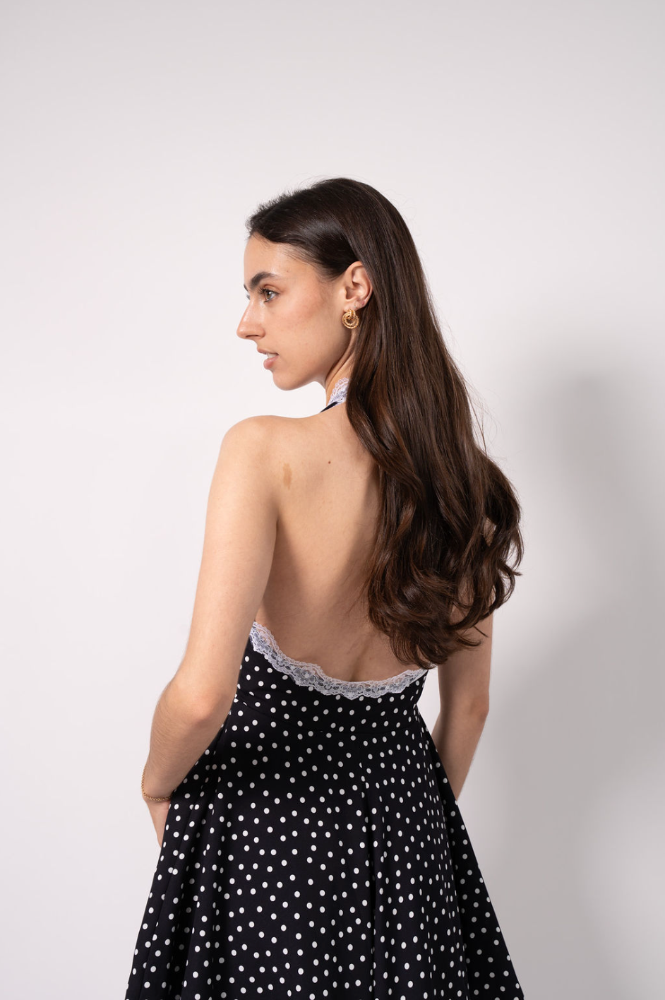 Lace Black Dress With Polka Dots