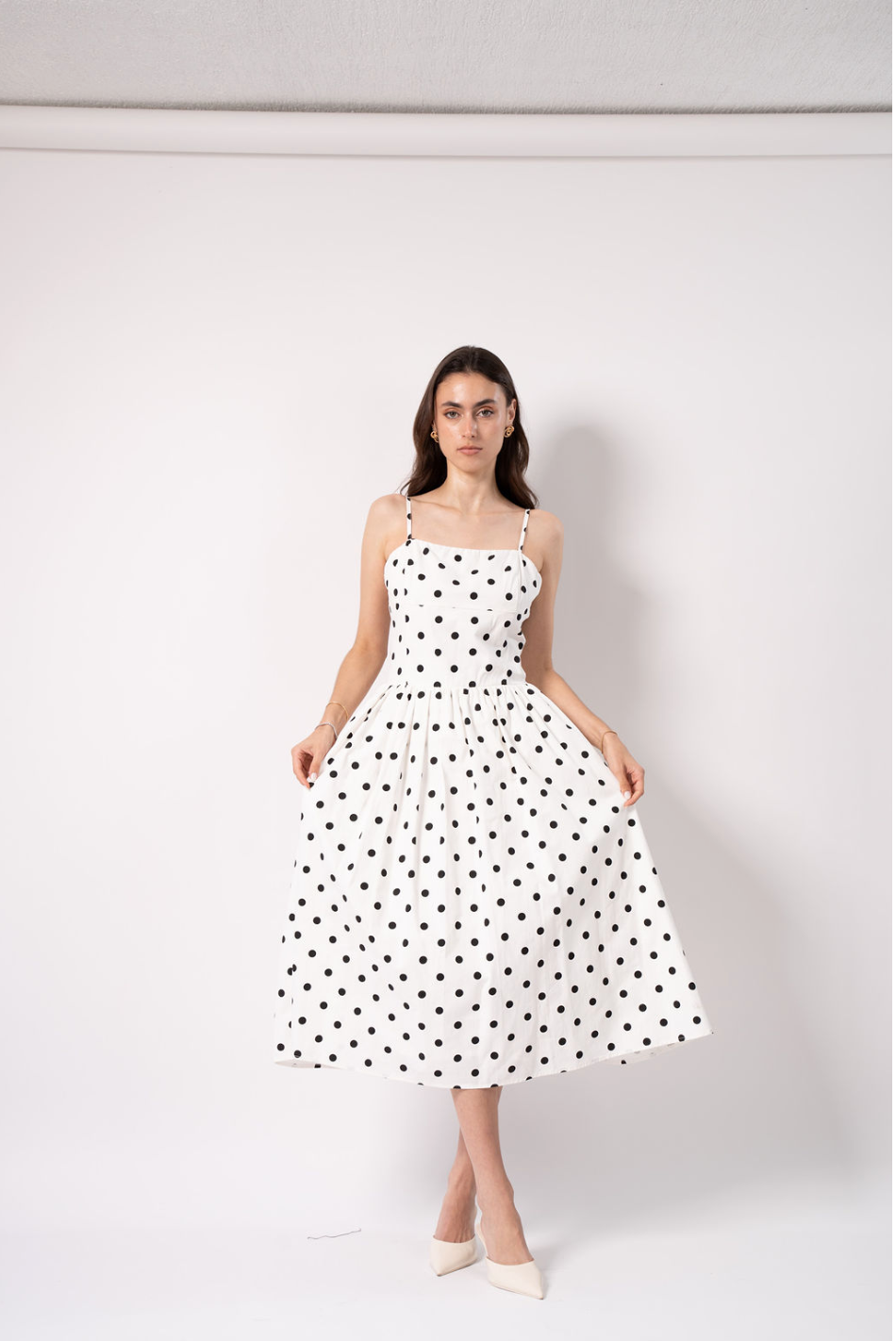 White Dress With Polka Dots