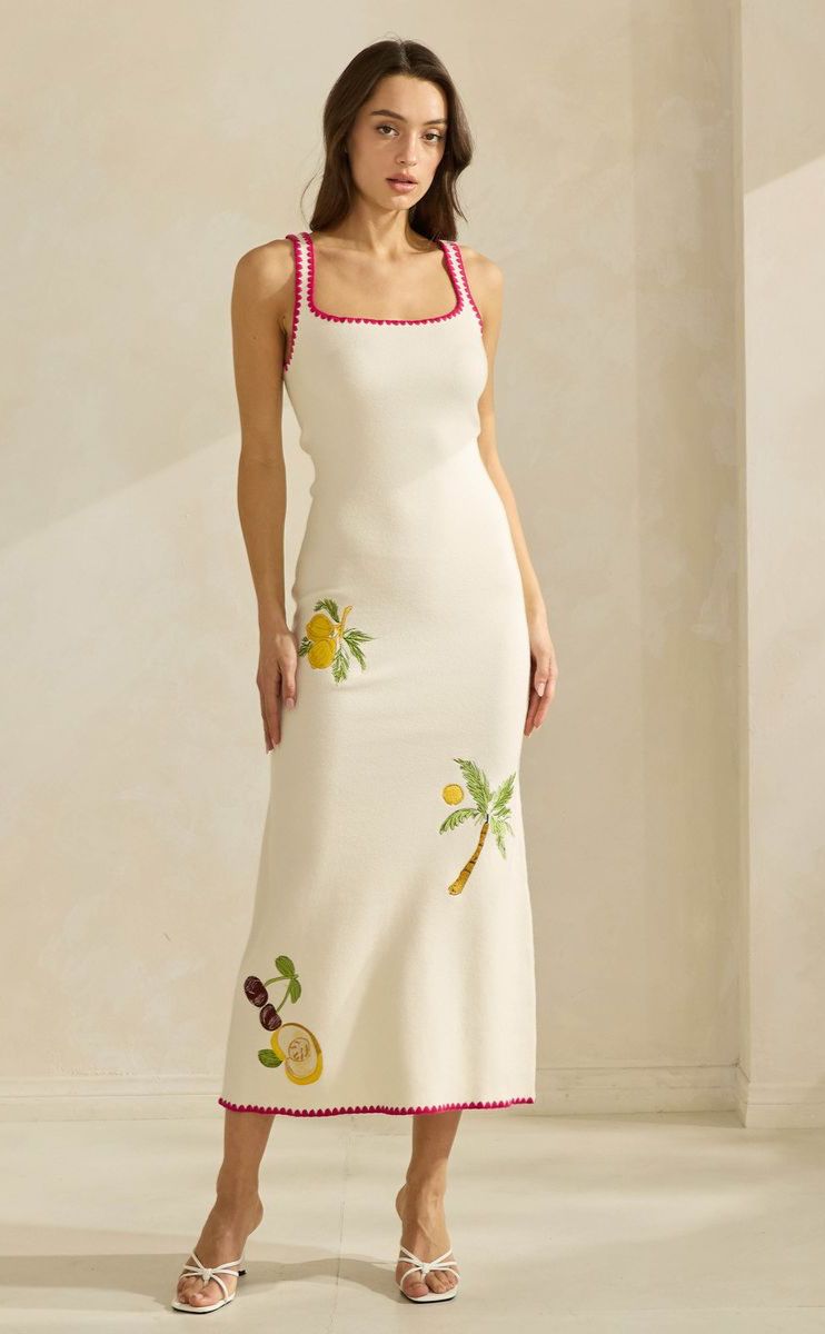 BEIGE KNIT DRESS WITH LEMONS PREORDEN