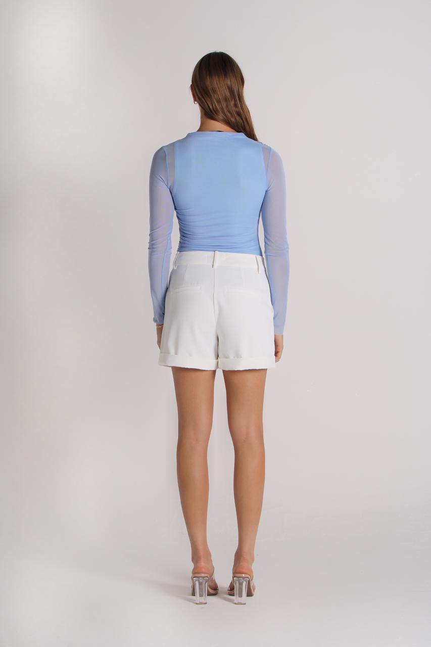 LIGHT BLUE MESH BLOUSE