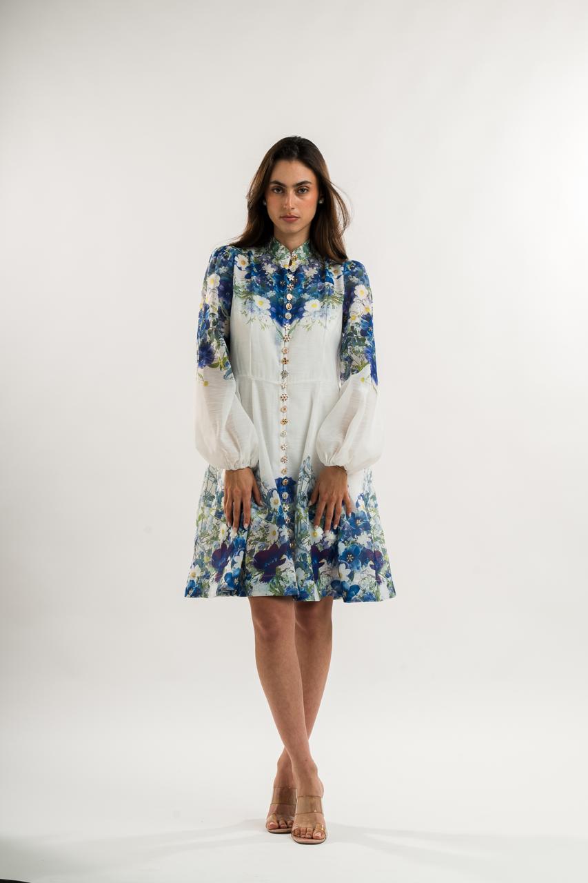 White Dress With Blackberry Flowers