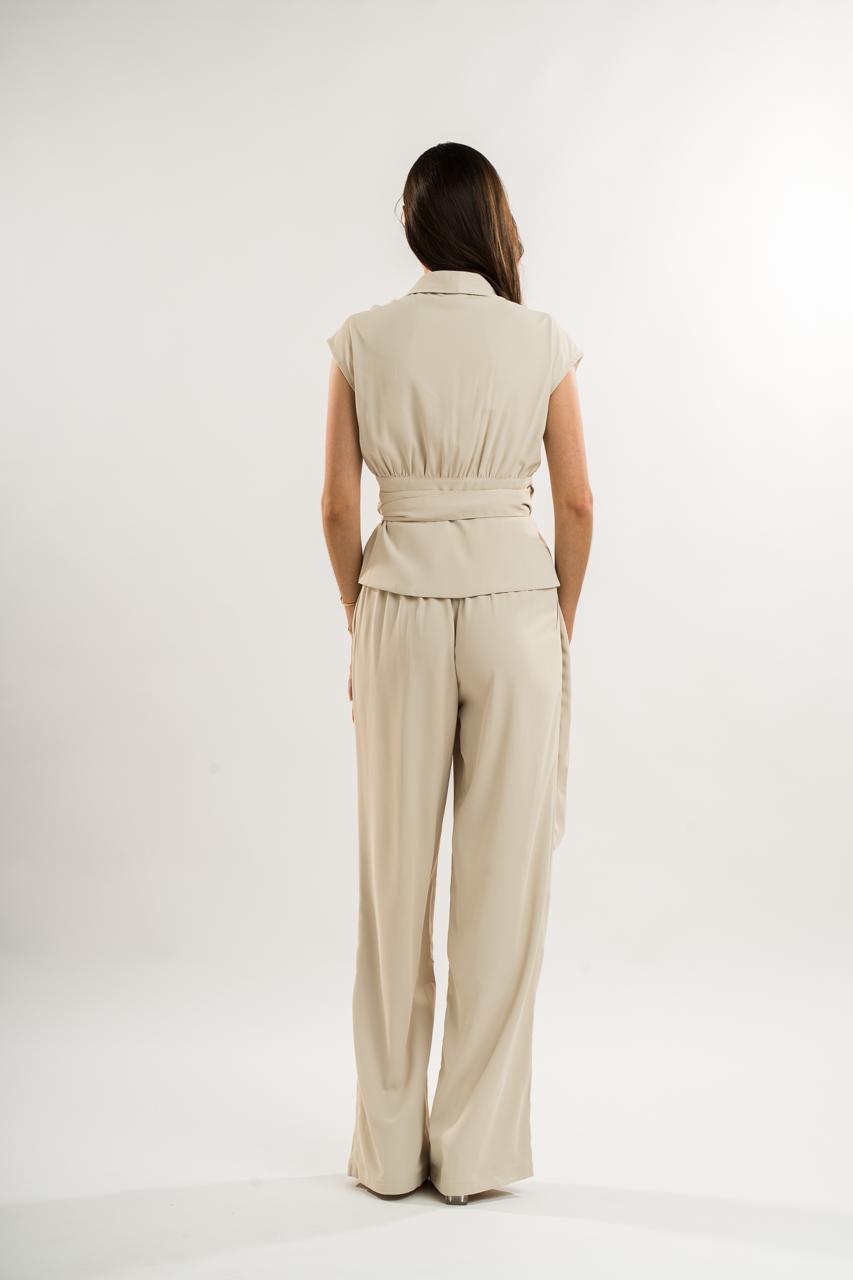 WRAP BLOUSE AND PANTS SET