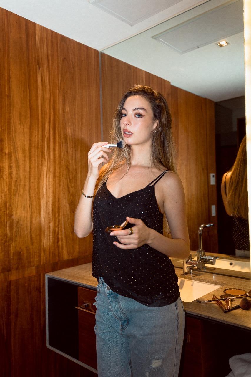 Shiny Strappy Blouse