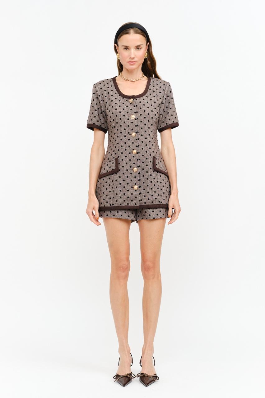 Colette Polka Dot Short — Taupe & Brown