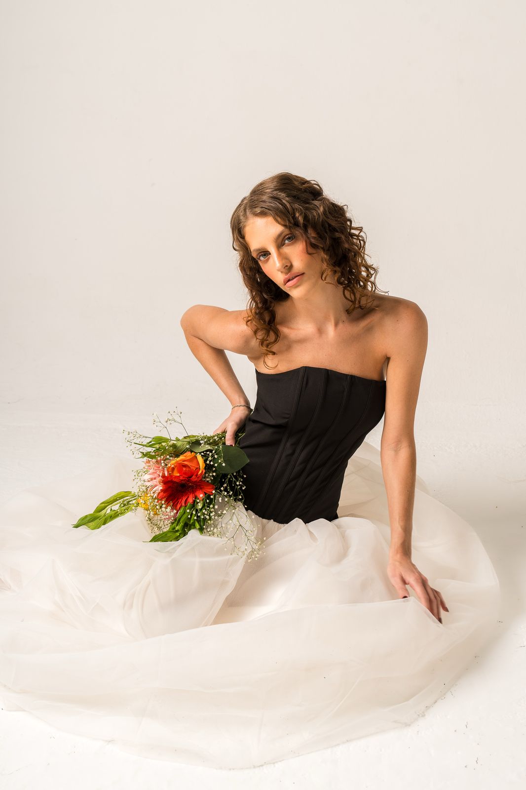 Black Dress With Beige Skirt