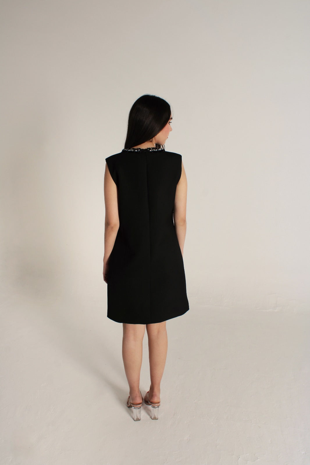 BLACK DRESS WITH DIAMONDS