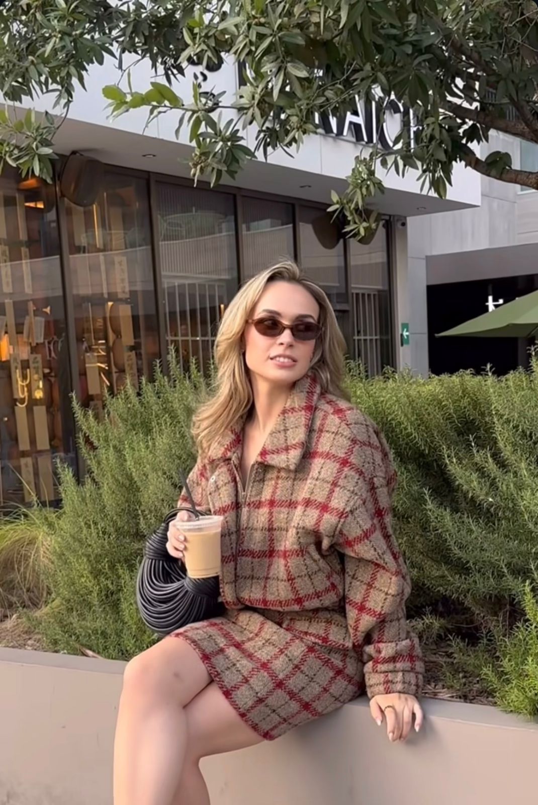 Brown Tweed Jacket With Red