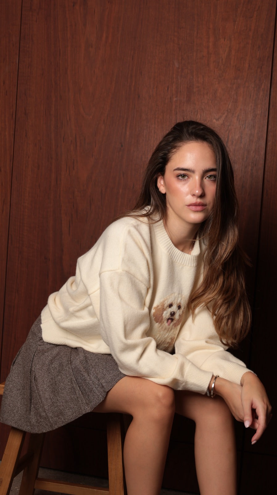 Poodle Intarsia-Knit Sweater
