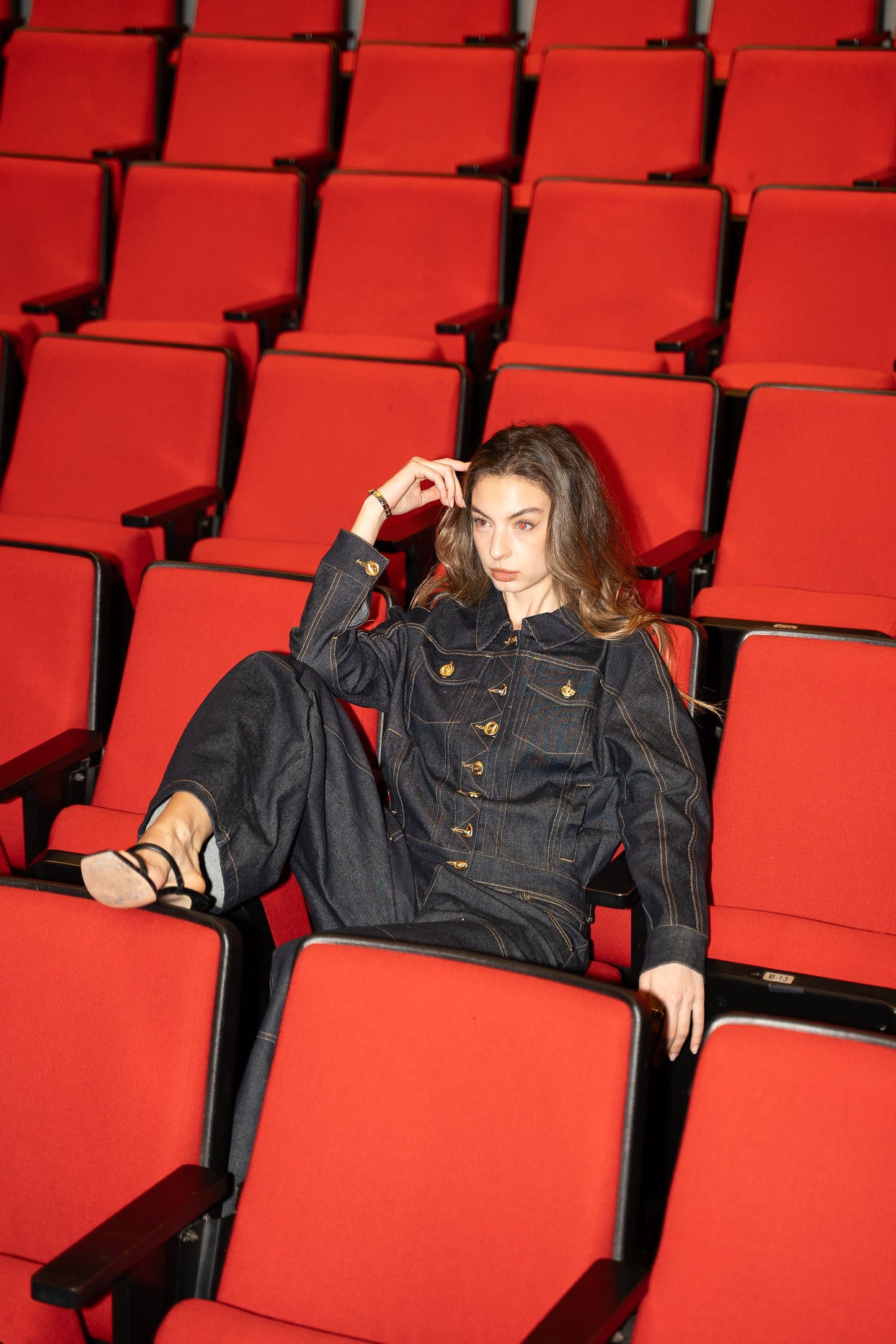 Denim jacket with gold accents PREORDEN