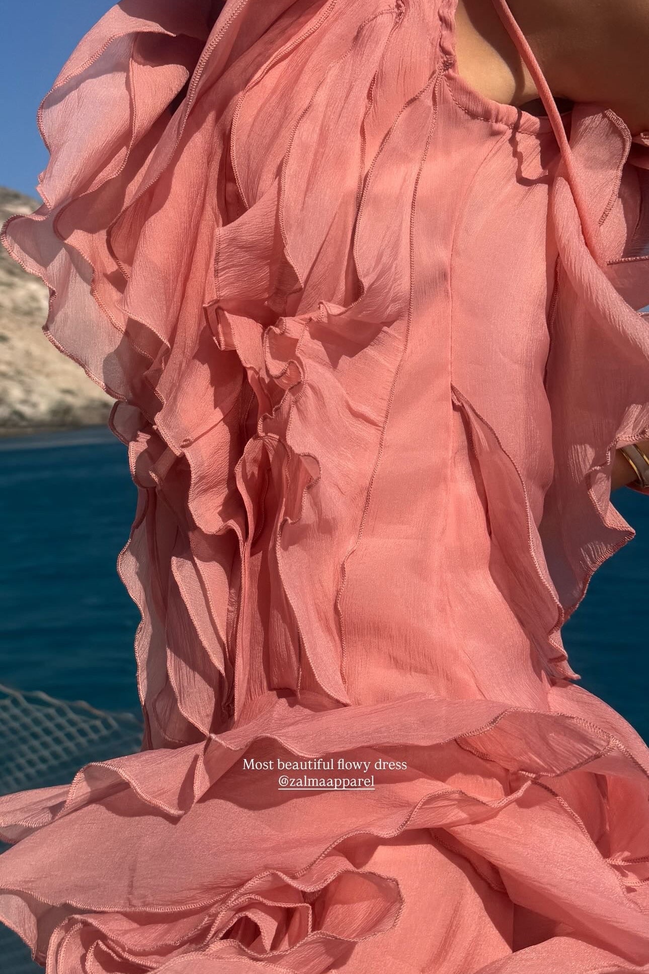 Close-up of a pink dress with a blurred background