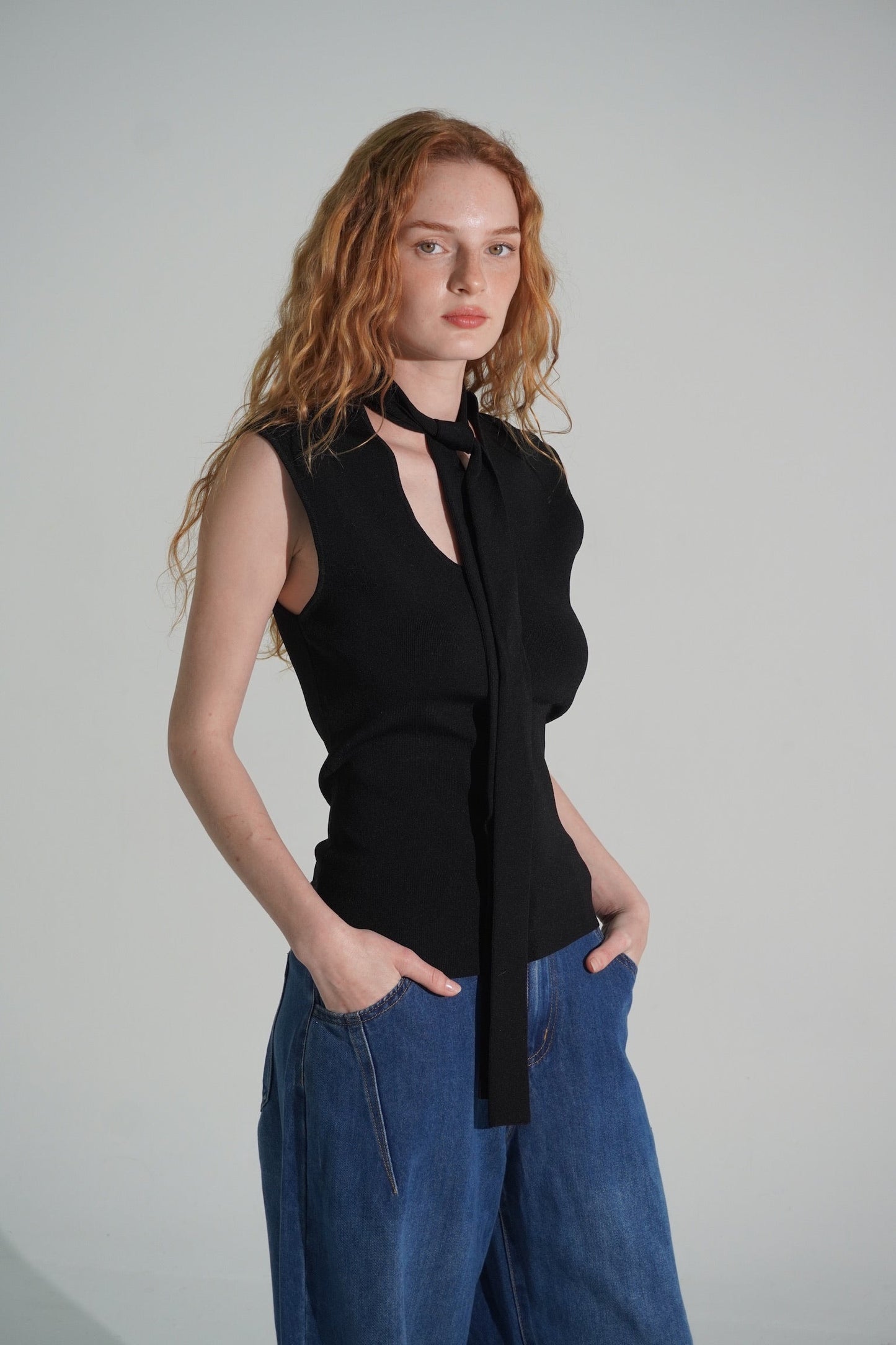 black scarf blouse