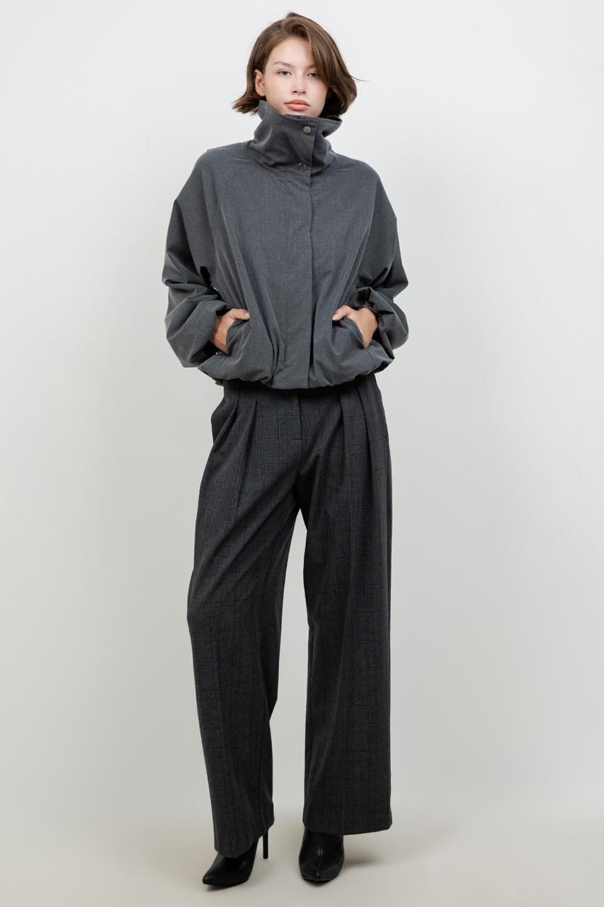 Wide-Leg Trousers — Charcoal Gray