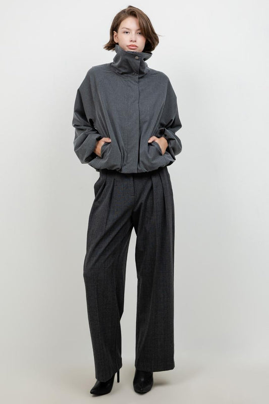 Wide-Leg Trousers — Charcoal Gray
