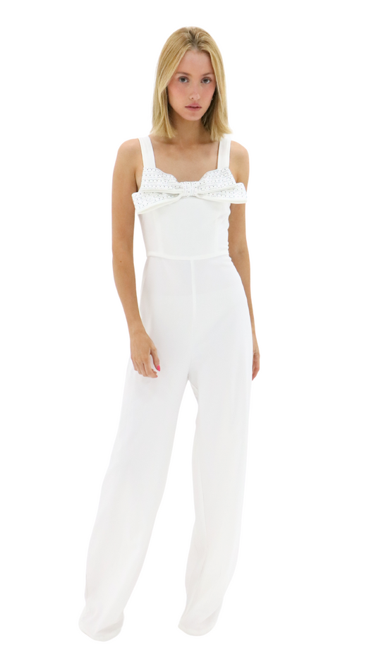 WHITE BOW JUMPSUIT