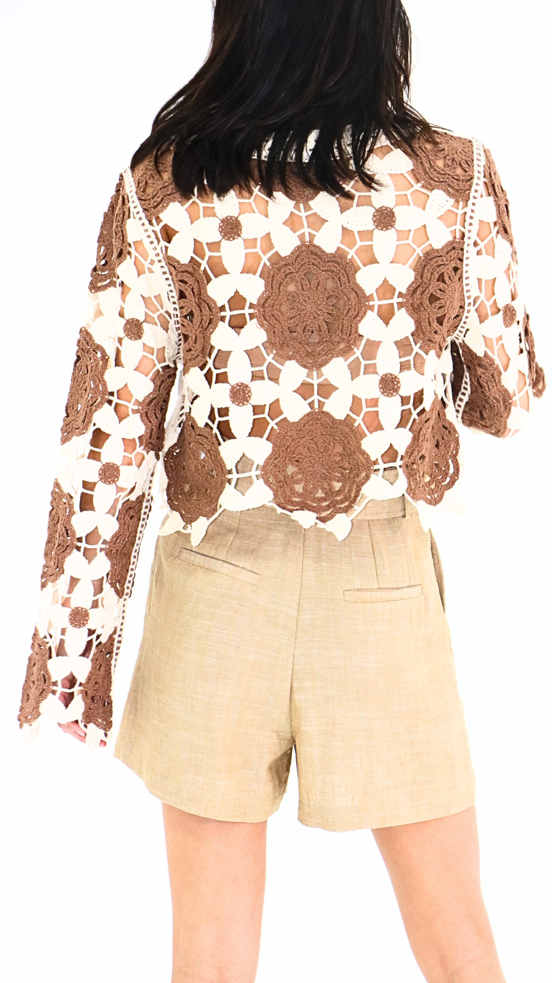 CROCHET BROWN FLOWERS TOP