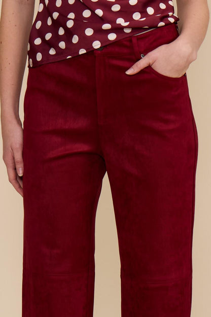 Suede Pants — Wine red