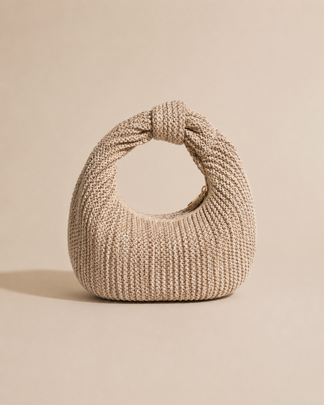 Mini Knot Crochet Hobo Bag in Sand