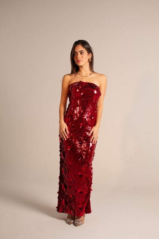 Red Sequined Dress