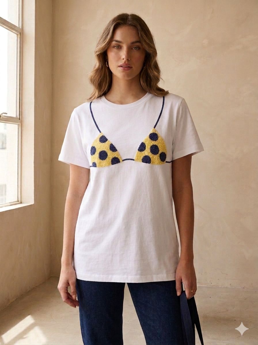Beaded Bikini-Detail T-Shirt