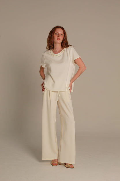 Pearl Knit Pants — Black & Pearl.