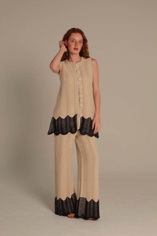 Coastal Crochet Black Knit Matching Set