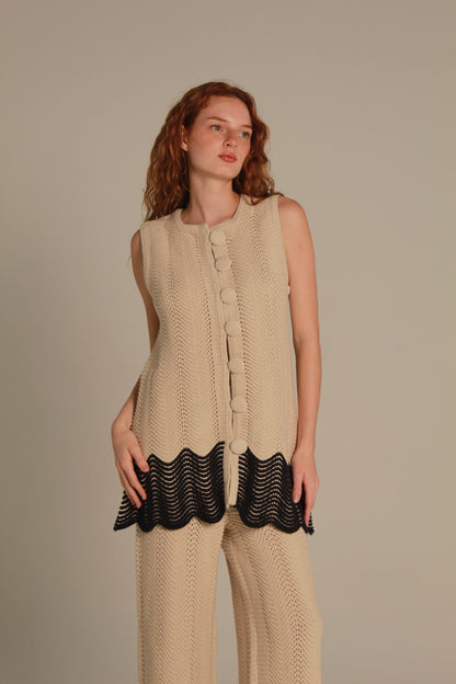 Coastal Crochet Black Knit Matching Set