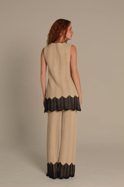 Coastal Crochet Black Knit Matching Set
