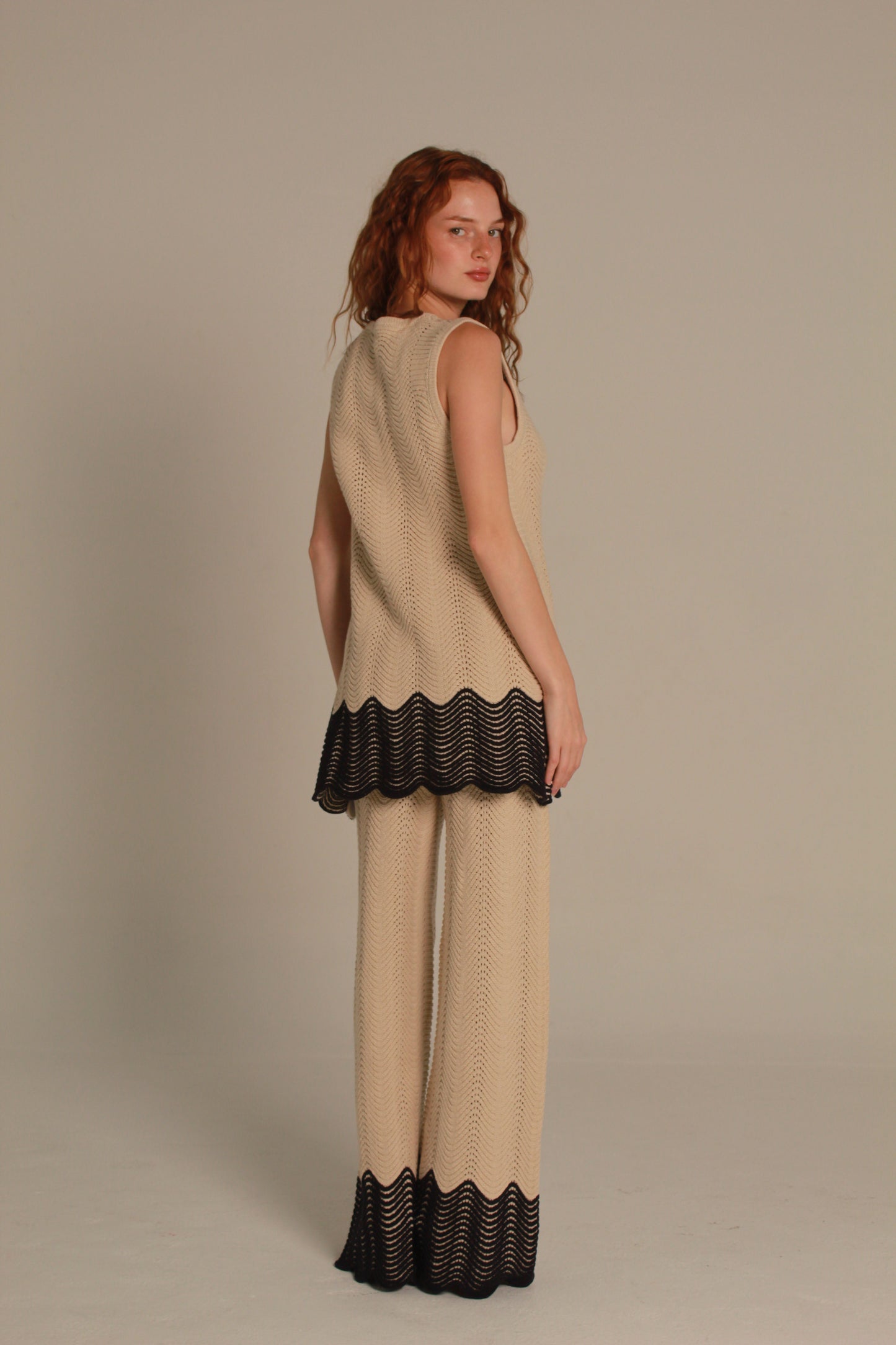 Coastal Crochet Black Knit Matching Set