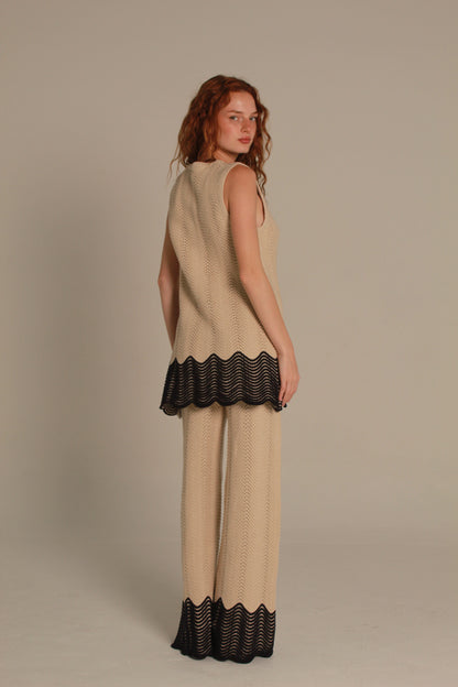 Coastal Crochet Black Knit Matching Set