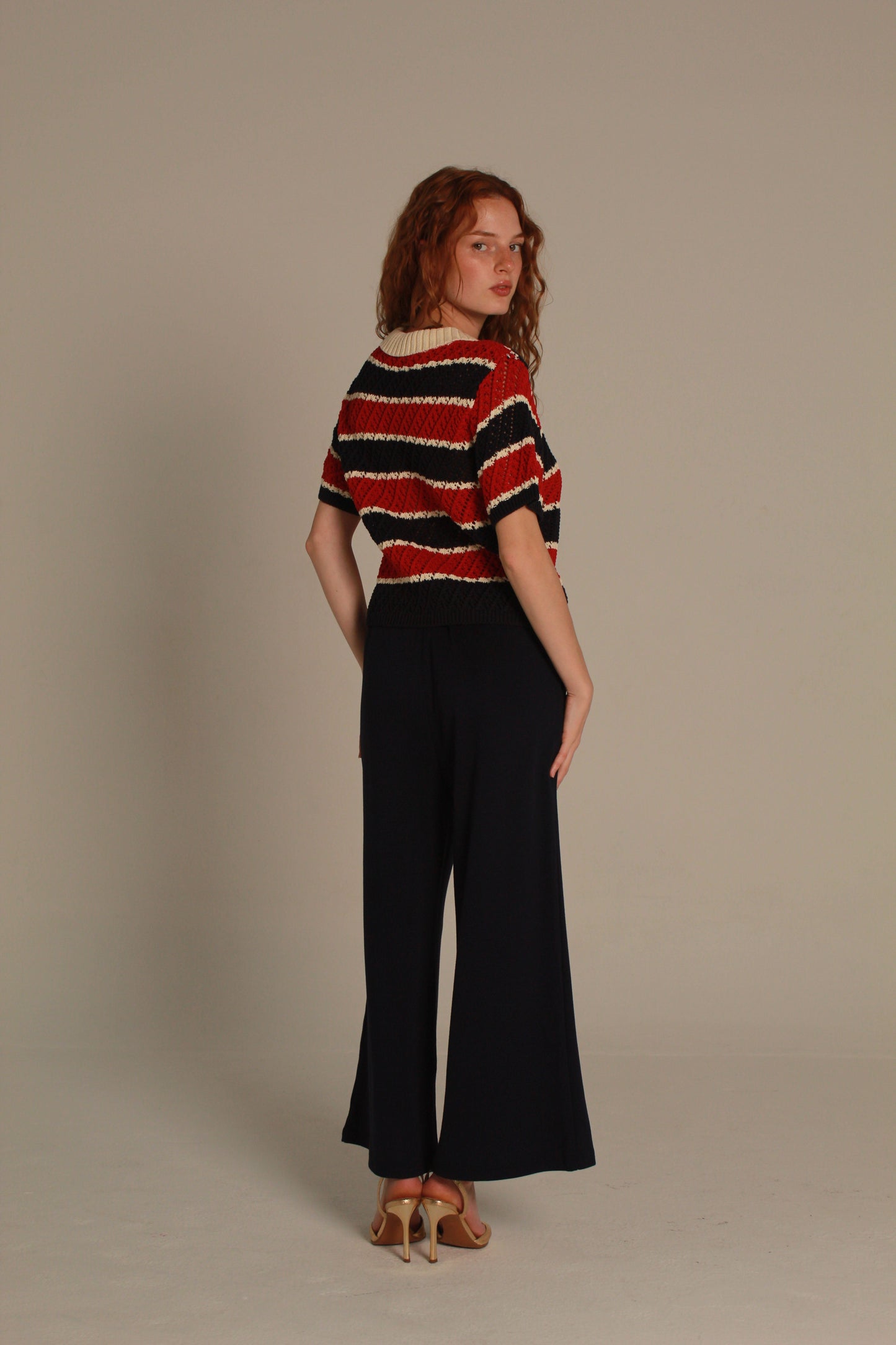 Sailor Knit Polo — Red & Navy Stripe