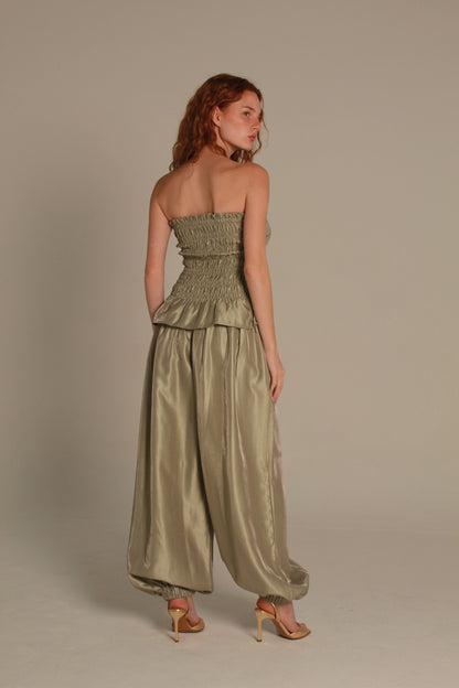 Lustre Satin Set — Olive Champagne