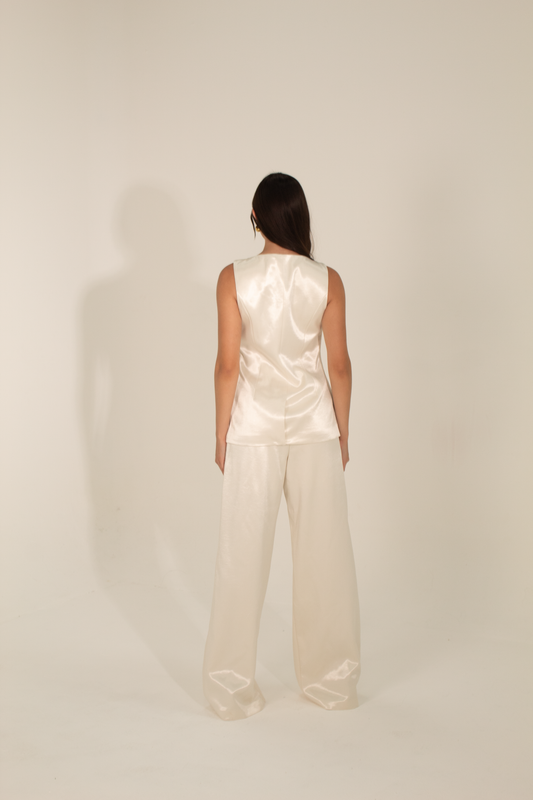Beige Satin Pants