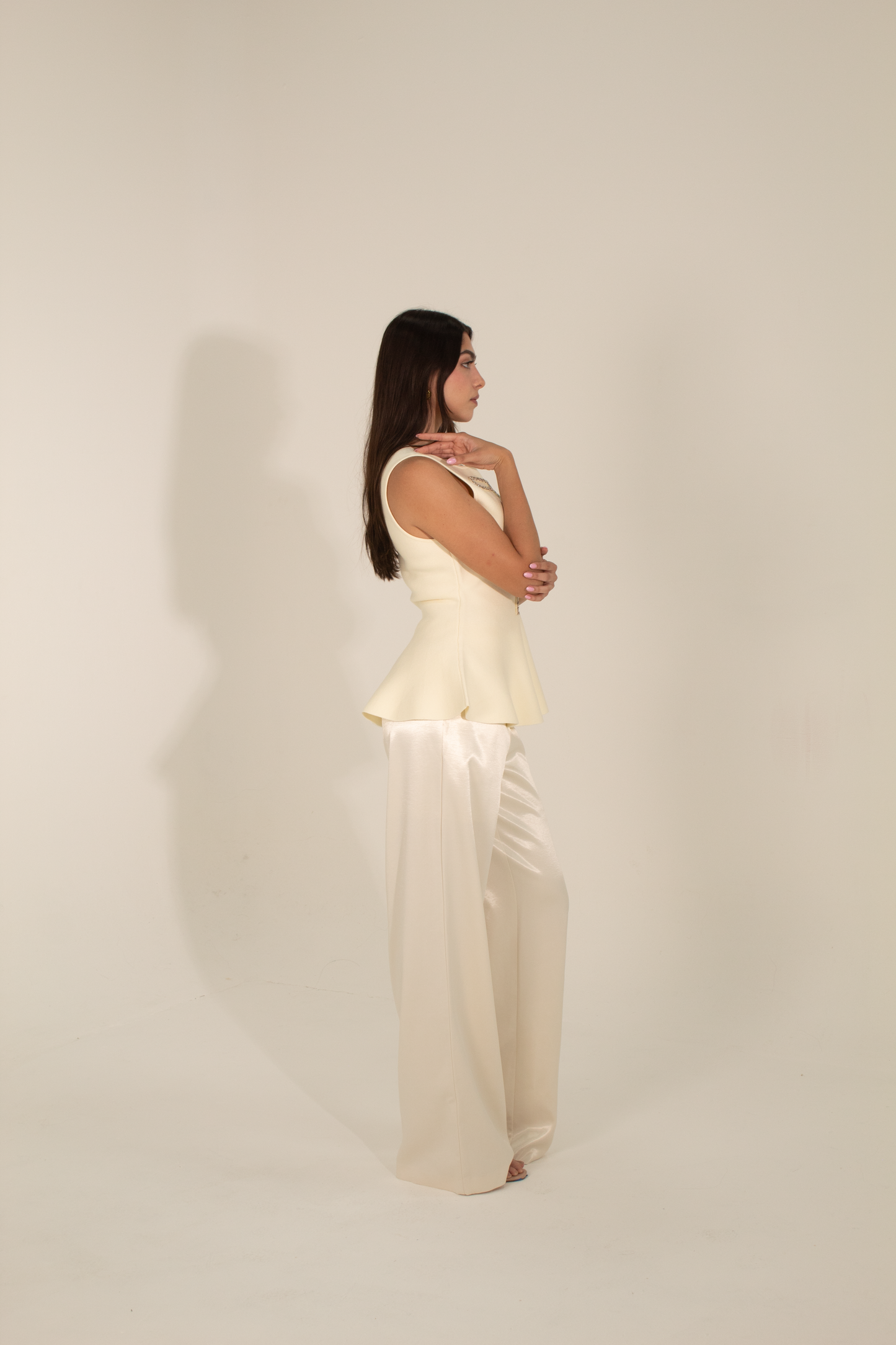 Beige Blouse With Bow Design