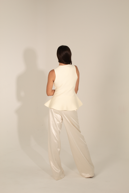 Beige Blouse With Bow Design