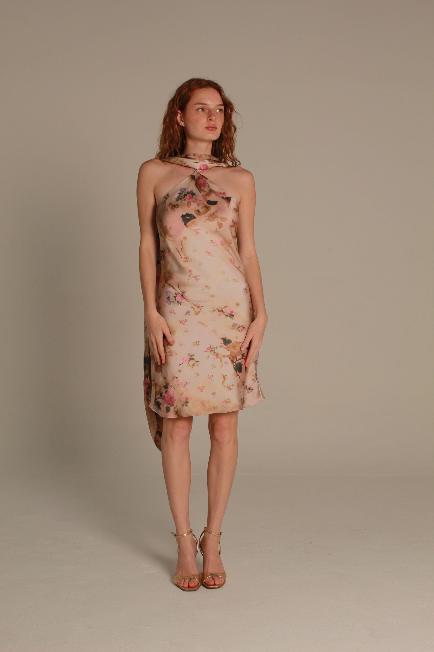 Floral mini halter dress