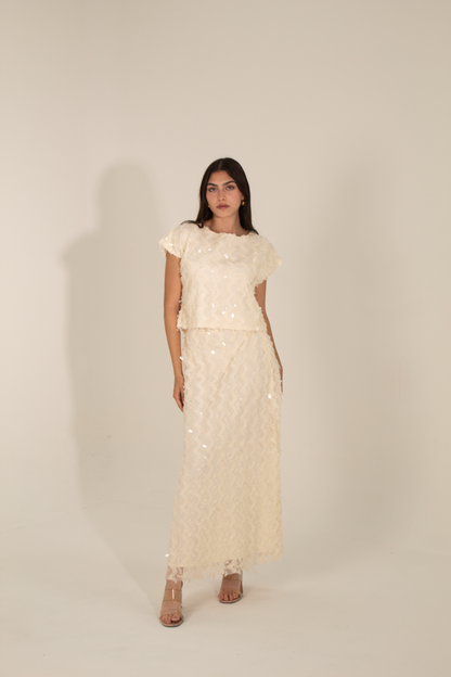 Beige Sequin Skirt