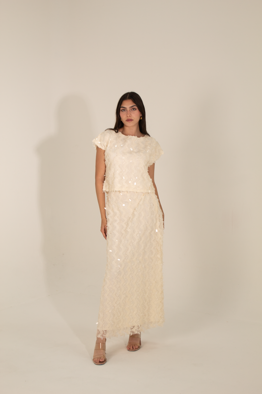 Beige Sequin Skirt